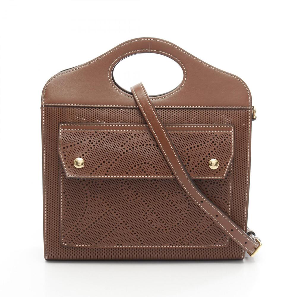 Burberry Pocket Bag TB Monogram Handbag Leather Brown